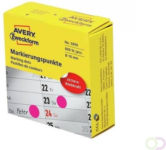Avery Zweckform Avery marking dots diameter 10 mm rol met 800 stuks roze